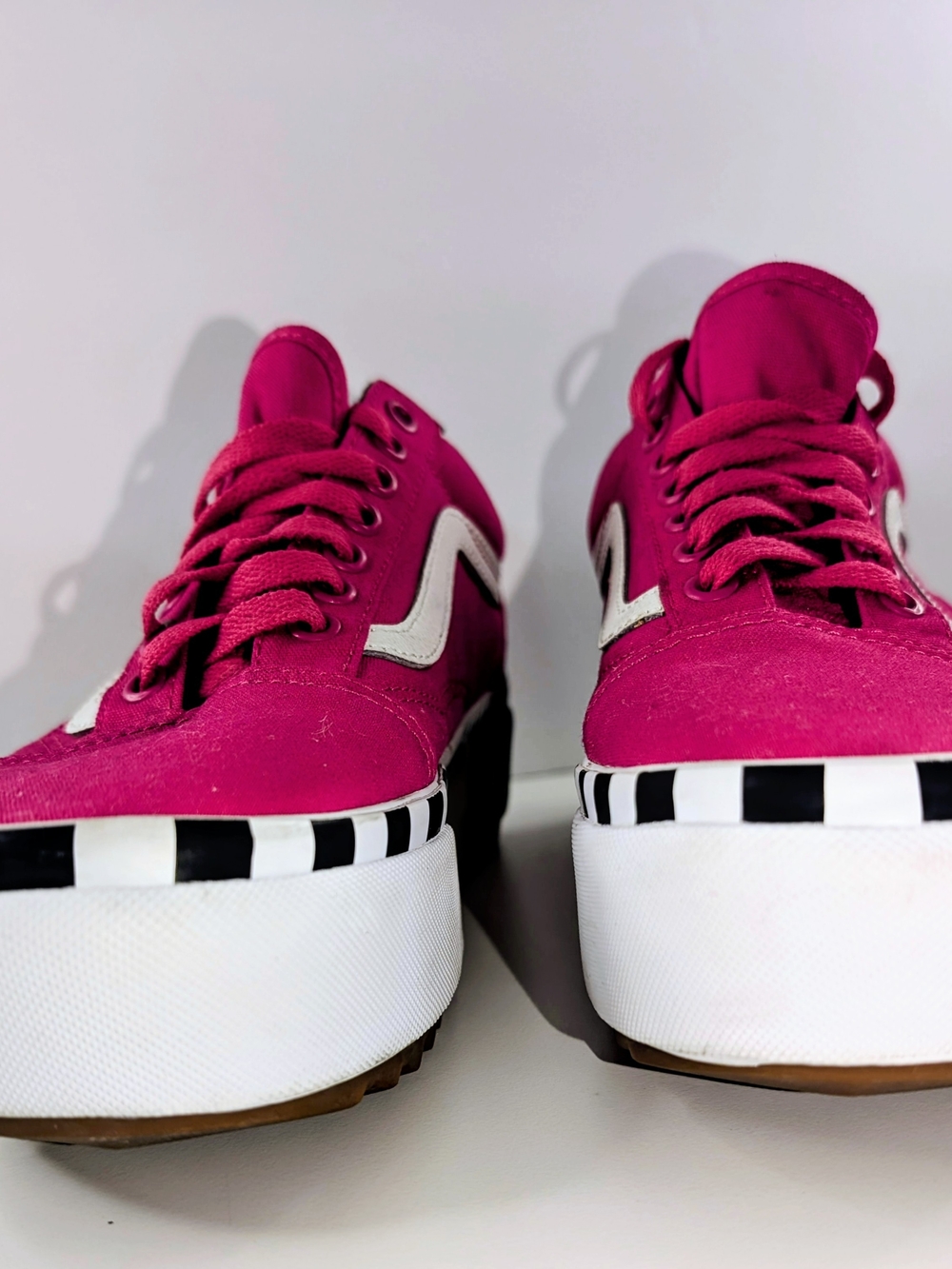 Vans Old Skool Stacked Logo Platform Pink Sneakers Women’s 8.5 - Picture 2 of 7